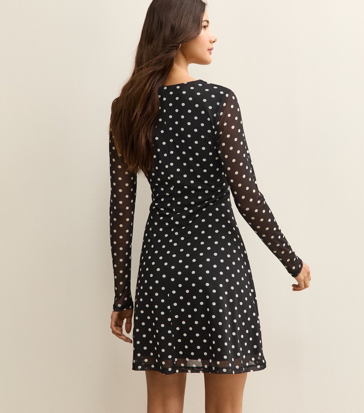 New Look Women's Black Mesh Polka Dot Mini Dress New Look - 4