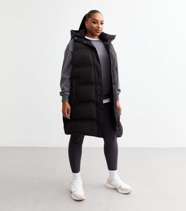 New Look Women's Plus Size Black Midi Padded Gilet Curves New Look - 3