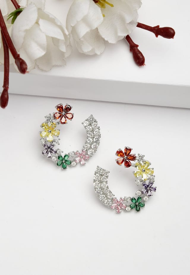 AVANT-GARDE PARIS AVANT-GARDE PARIS Women's Diva Collection Dainty Floral Hoops - 2
