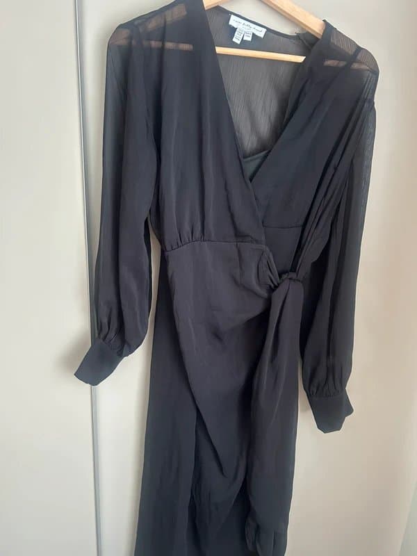 Never Fully Dressed Black chiffon midi dress