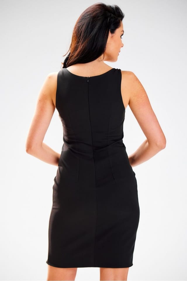 Love Lace Love Lace Women's Fitted Dress with Shoulder Decorative Trim in Black - 3