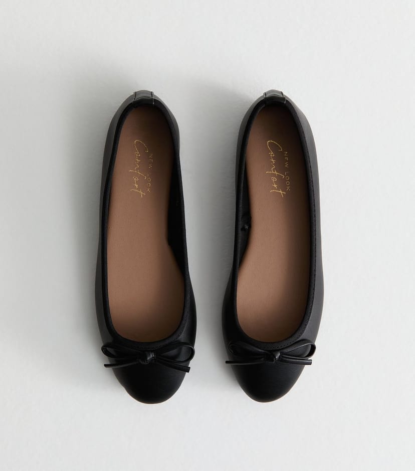 New Look Women's Black Faux Leather Classic Ballet Pumps New Look - 1