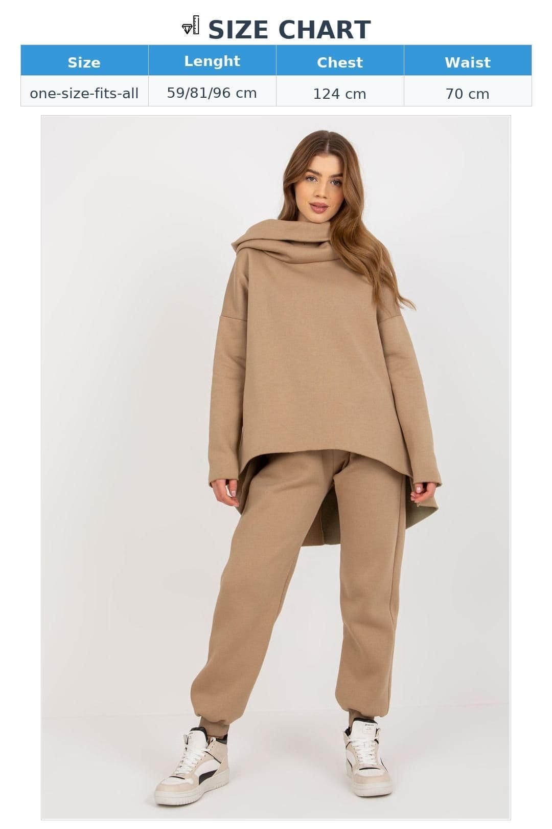 Love Lace Love Lace Women's Hooded Sweatshirt & Tie Waist Pants Set Style 177010 in Beige - 4