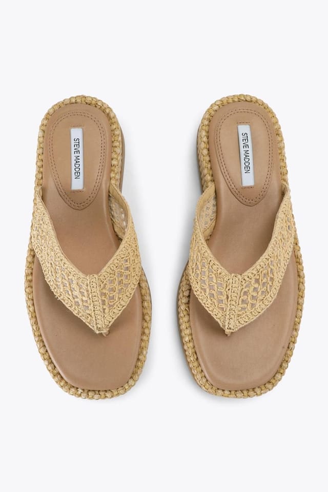 Steve Madden STEVE MADDEN Women's 'Bella Beige Raffia' Sandals - 2