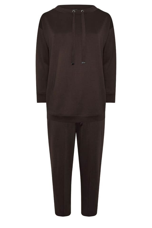 Evans Evans Women's Luxe Sweatshirt & Joggers Set in Chocolate - 2