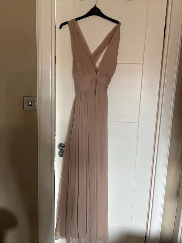 ASOS Size 14 asos nude chiffon long maxi dress / bridesmaid / prom