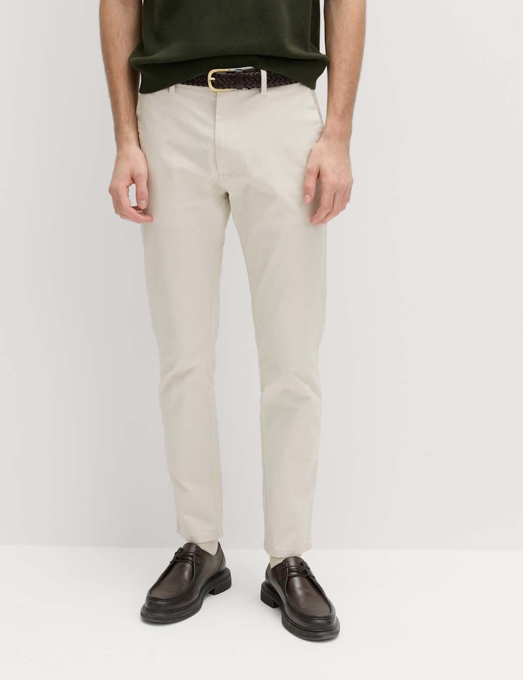 Marks & Spencer M&S Slim Fit Cotton Rich Stretch Chinos Ecru