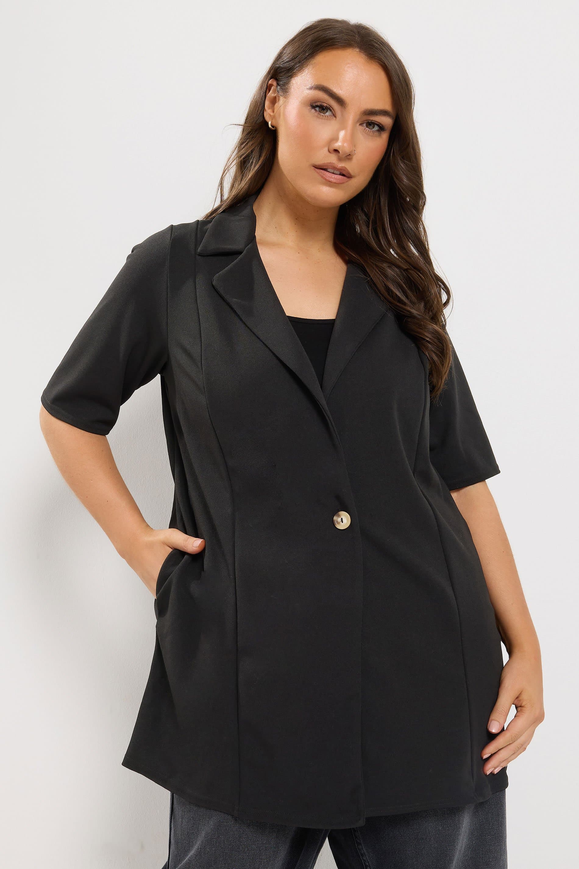 Yours Plus Size Black Short Sleeve Blazer