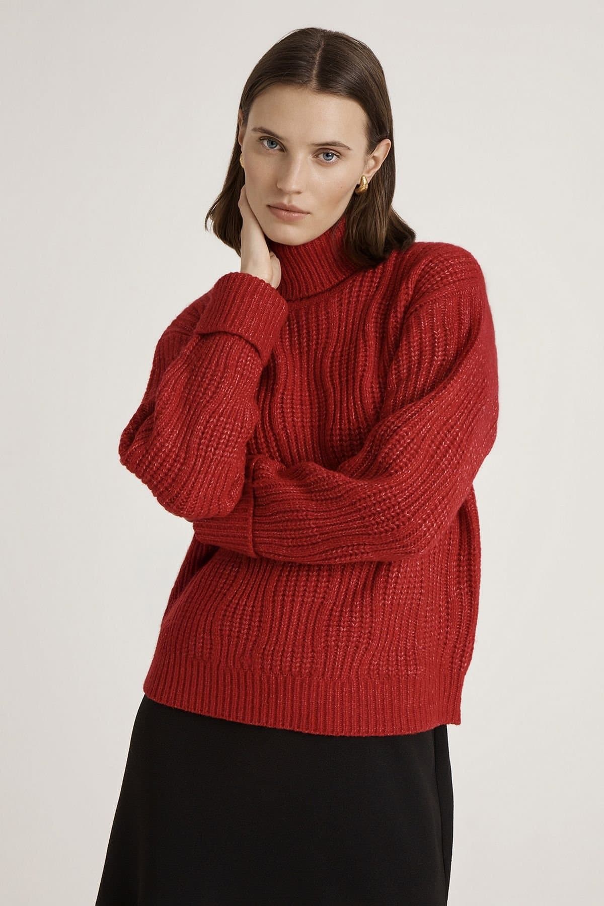Finery London Finery London Women's Albie Roll Neck Knitted Jumper in Red