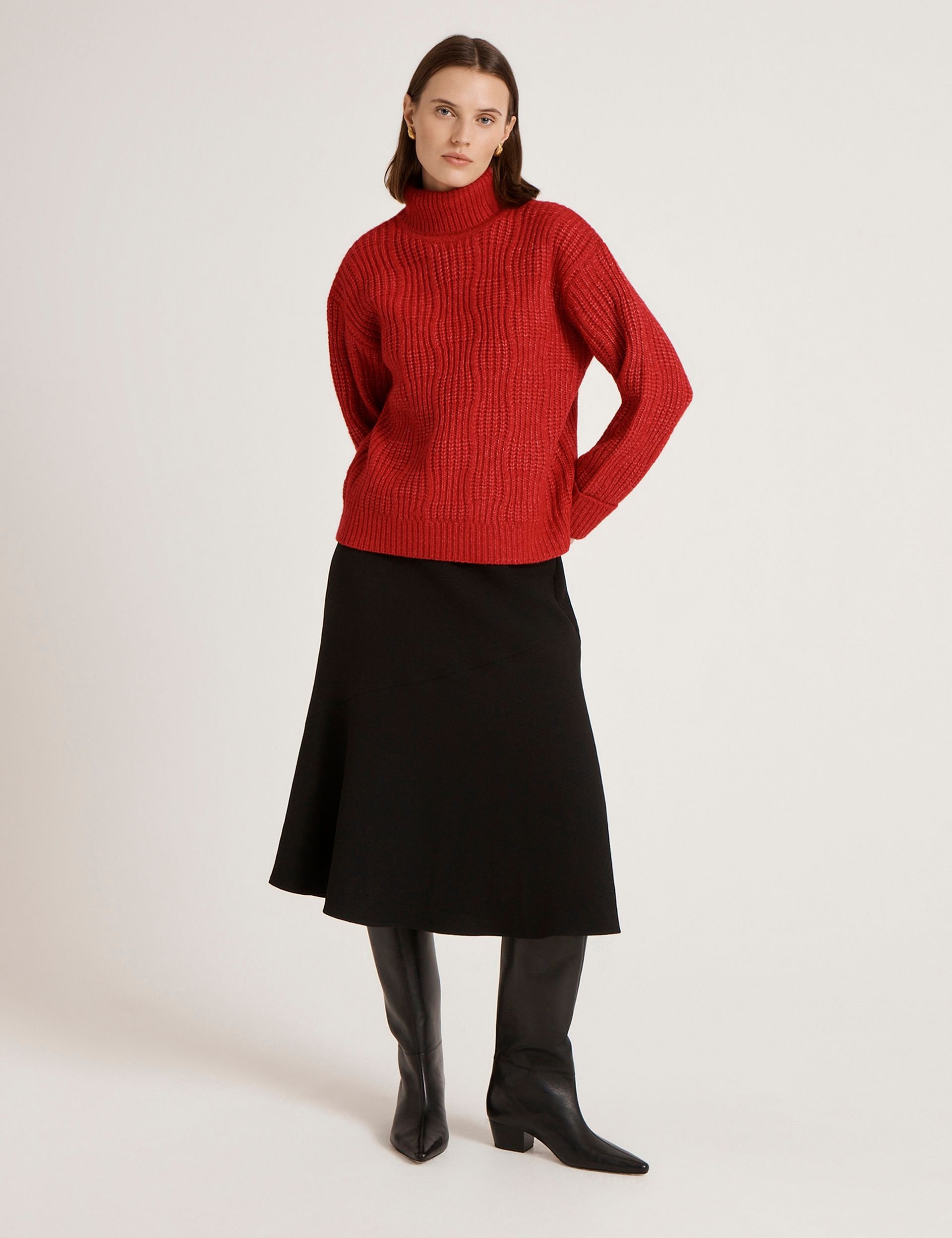 Finery London Finery London Women's Albie Roll Neck Knitted Jumper in Red - 2