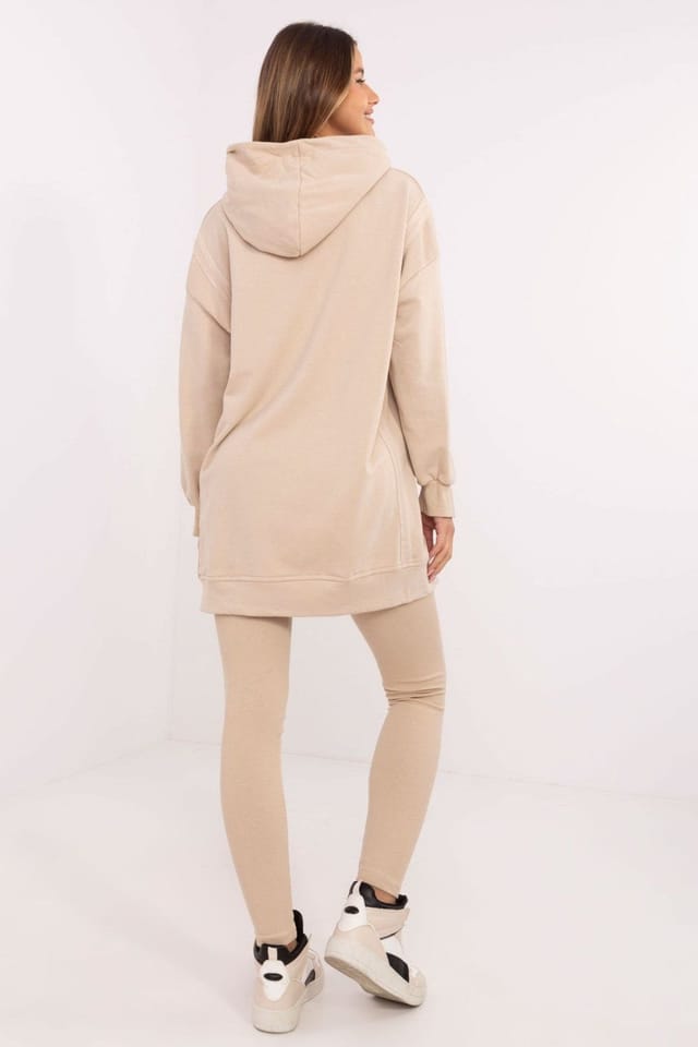 Love Lace Love Lace Women's Cotton Polyester Hoodie Sweatshirt Legging Set in Beige - 3