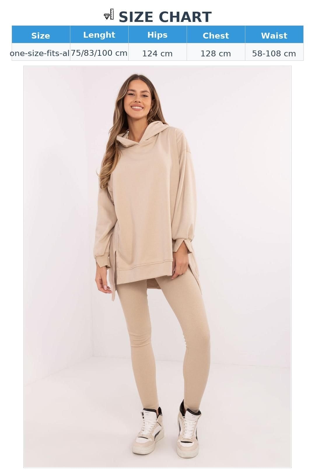 Love Lace Love Lace Women's Cotton Polyester Hoodie Sweatshirt Legging Set in Beige - 4