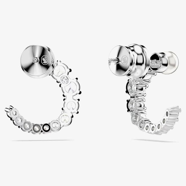 Swarovski Swarovski Women's Matrix Rhodium Plated Circle Pearl & Crystal Earrings 5692260 in Silver - 3