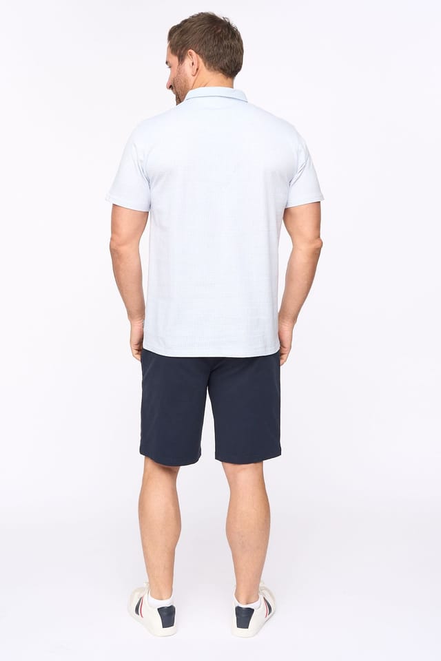 Bewley&Ritch Bewley&Ritch Men's Calvert 100% Cotton Geometric Print Contrast Collar Polo Shirt in Light Blue - 3