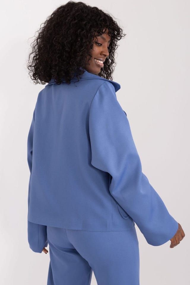 Love Lace Love Lace Women's Elegant Long Sleeve Double Breasted Blazer in Blue - 2
