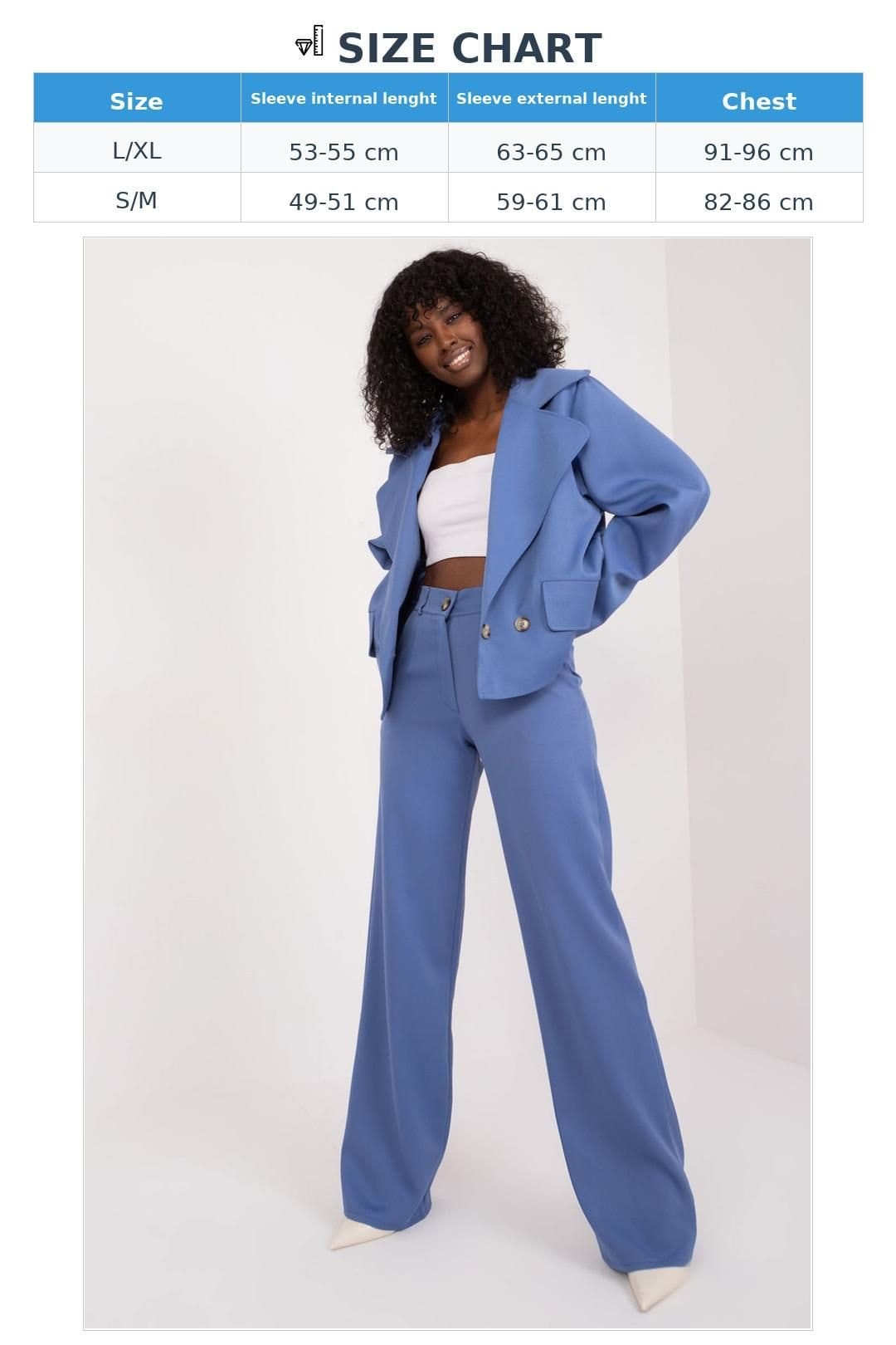 Love Lace Love Lace Women's Elegant Long Sleeve Double Breasted Blazer in Blue - 4