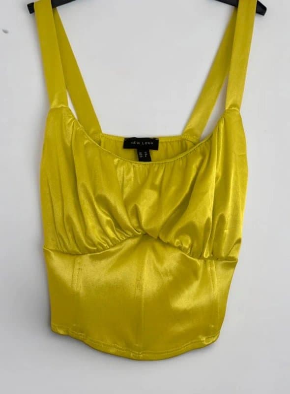 New Look New Look corset crop top yellow green women’s size 12 Y2K bustier