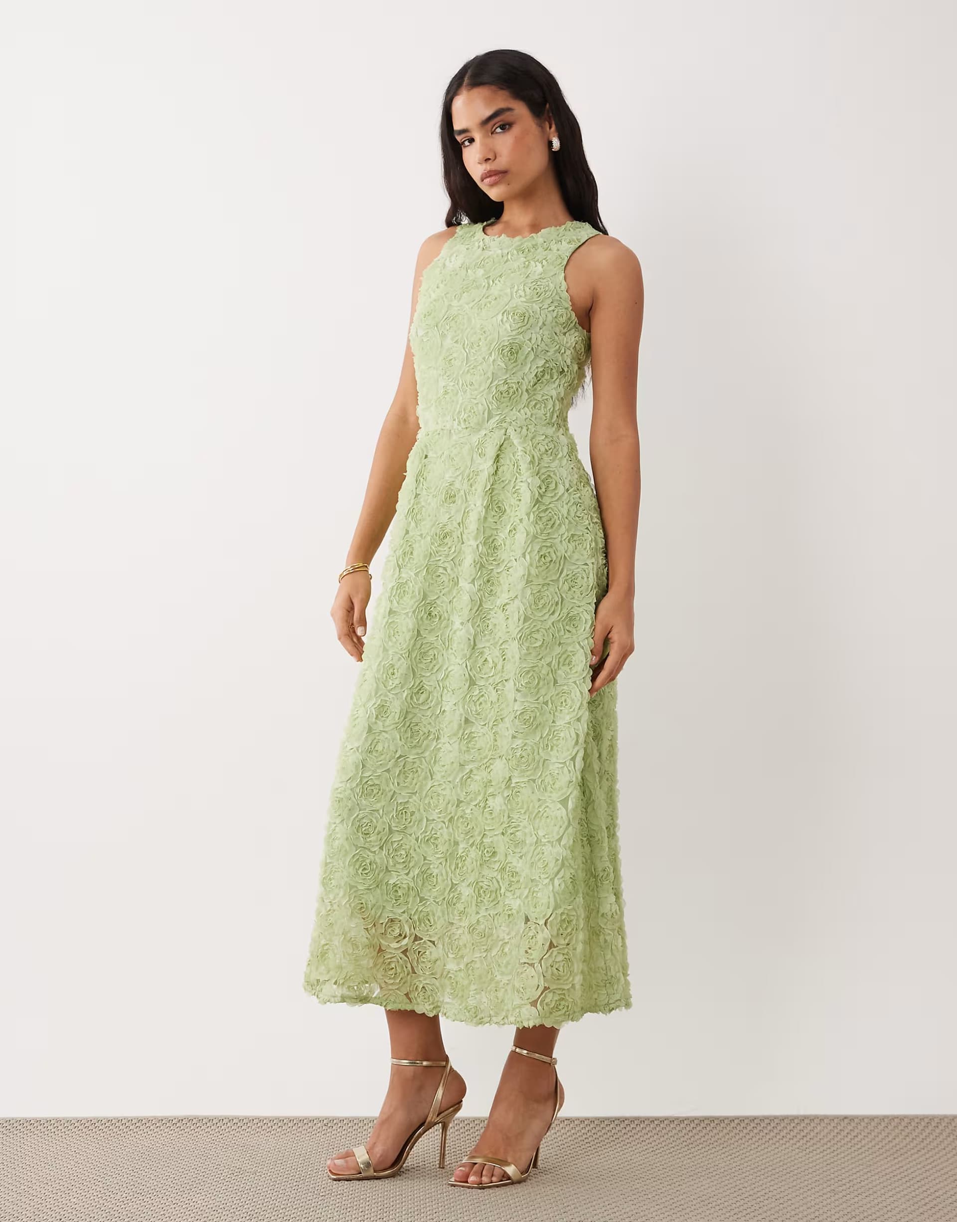 ASOS Vila floral jacquard maxi dress in sage green
