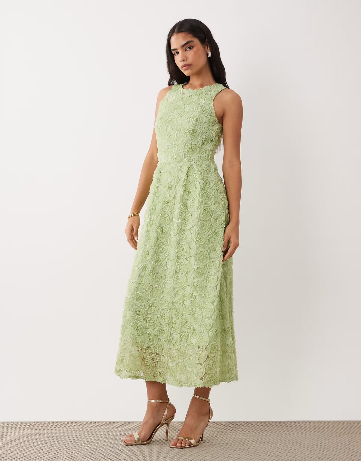 ASOS Vila floral jacquard maxi dress in sage green - 1