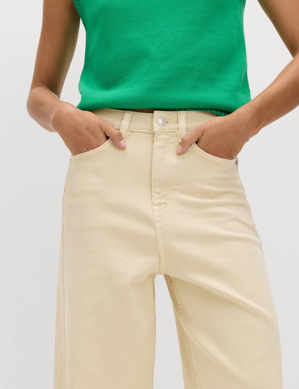 Marks & Spencer M&S High Waisted Carrot Leg Ankle Grazer Jeans Buttermilk - 2