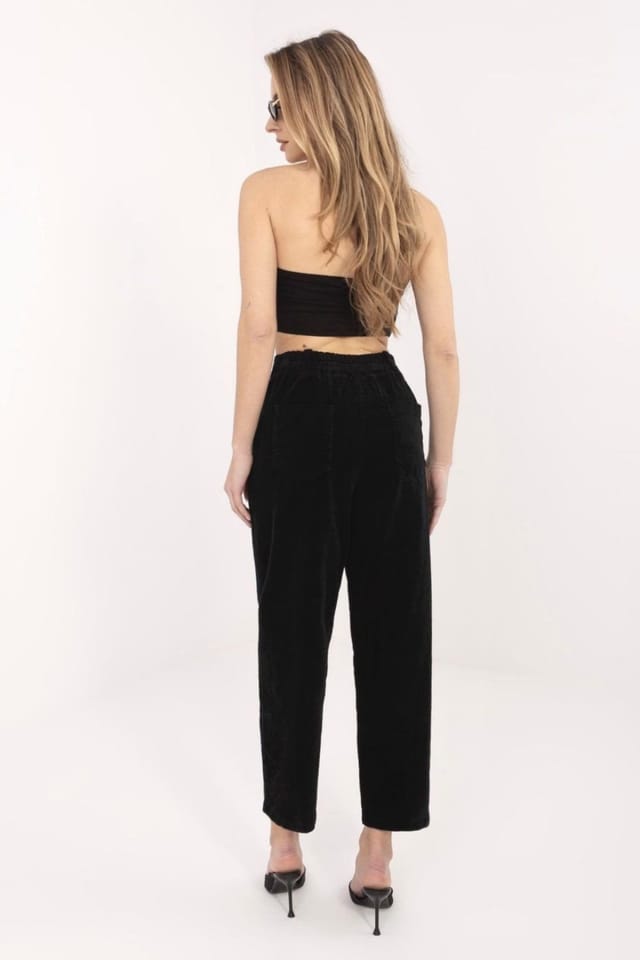 Love Lace Love Lace Women's Carrot Corduroy High Waist Trousers in Black - 3