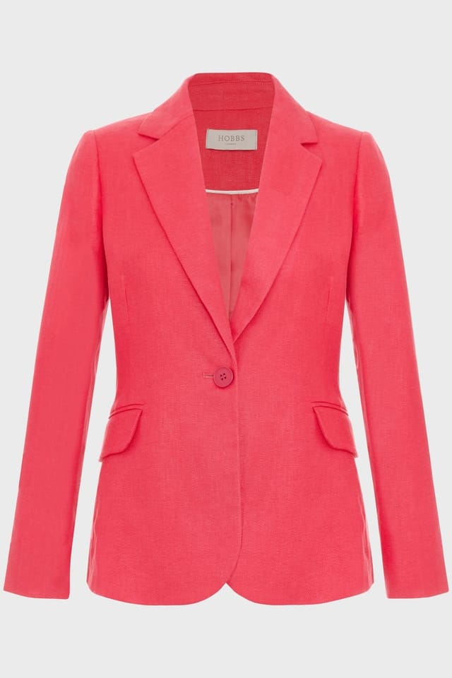 Hobbs London Hobbs London Women's Mirabel Linen Blazer in Bright Pink - 2
