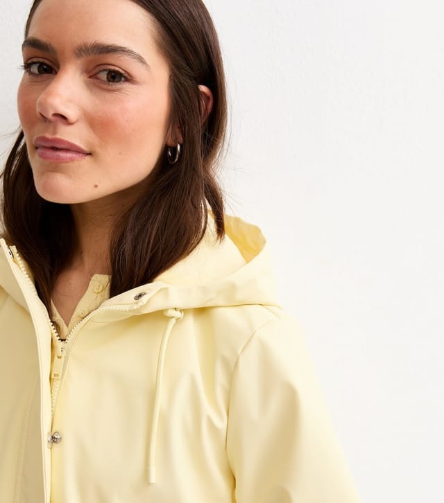 New Look Women's Petite Light Yellow Water Resistant Drawstring Hood Rain Anorak New Look - 2
