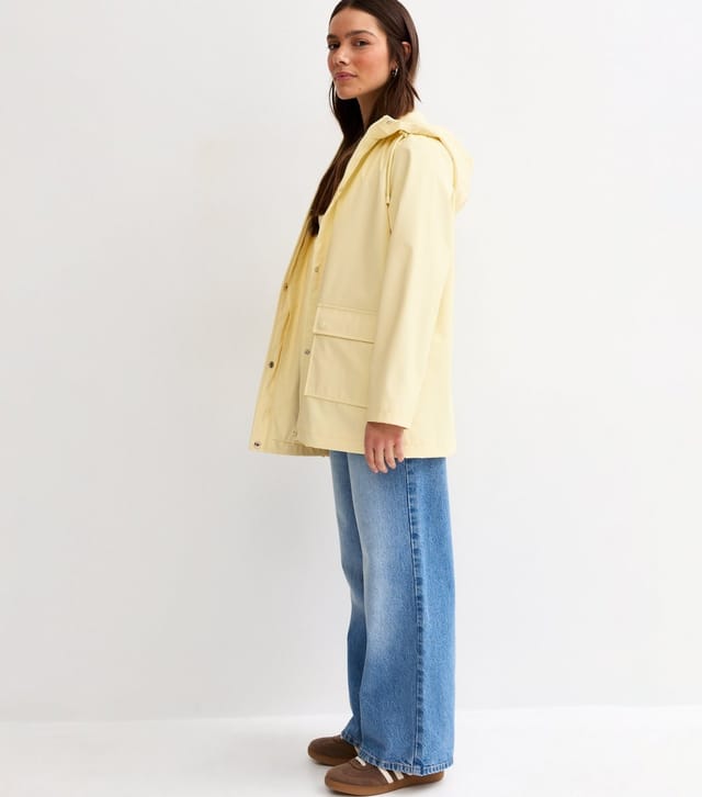 New Look Women's Petite Light Yellow Water Resistant Drawstring Hood Rain Anorak New Look - 3