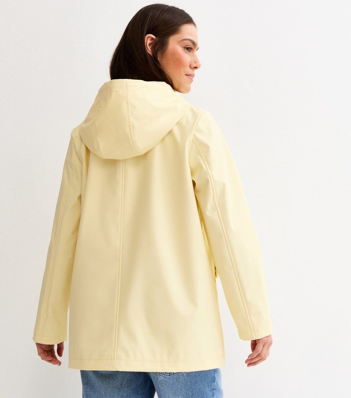 New Look Women's Petite Light Yellow Water Resistant Drawstring Hood Rain Anorak New Look - 4
