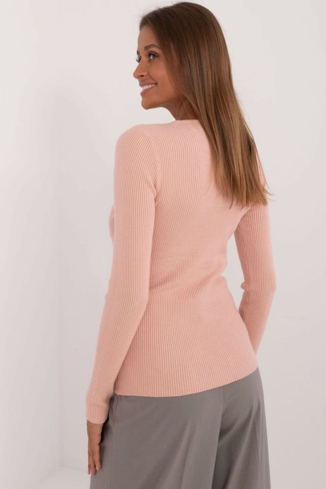 Love Lace Love Lace Women's Casual Button Front Rib Knit Sweater in Pink - 3