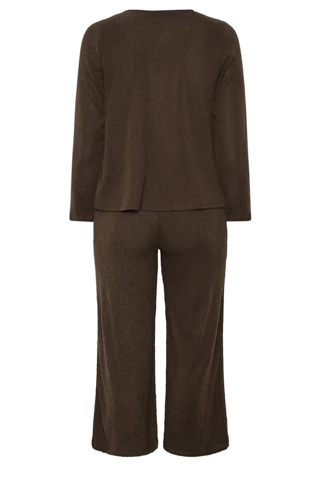Yours Yours Women's Soft Touch Embroidered Cardigan Set in Chocolate - 3