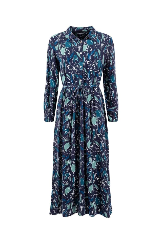 Weird Fish Weird Fish Women's Steffan Printed Maxi Shirt Dress in Blue - 2