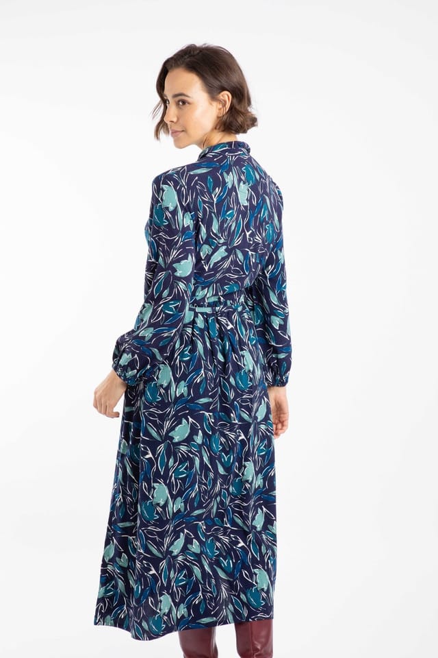 Weird Fish Weird Fish Women's Steffan Printed Maxi Shirt Dress in Blue - 3
