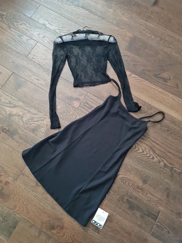 ASOS Asos see through fitted top and mini cami dress xs new