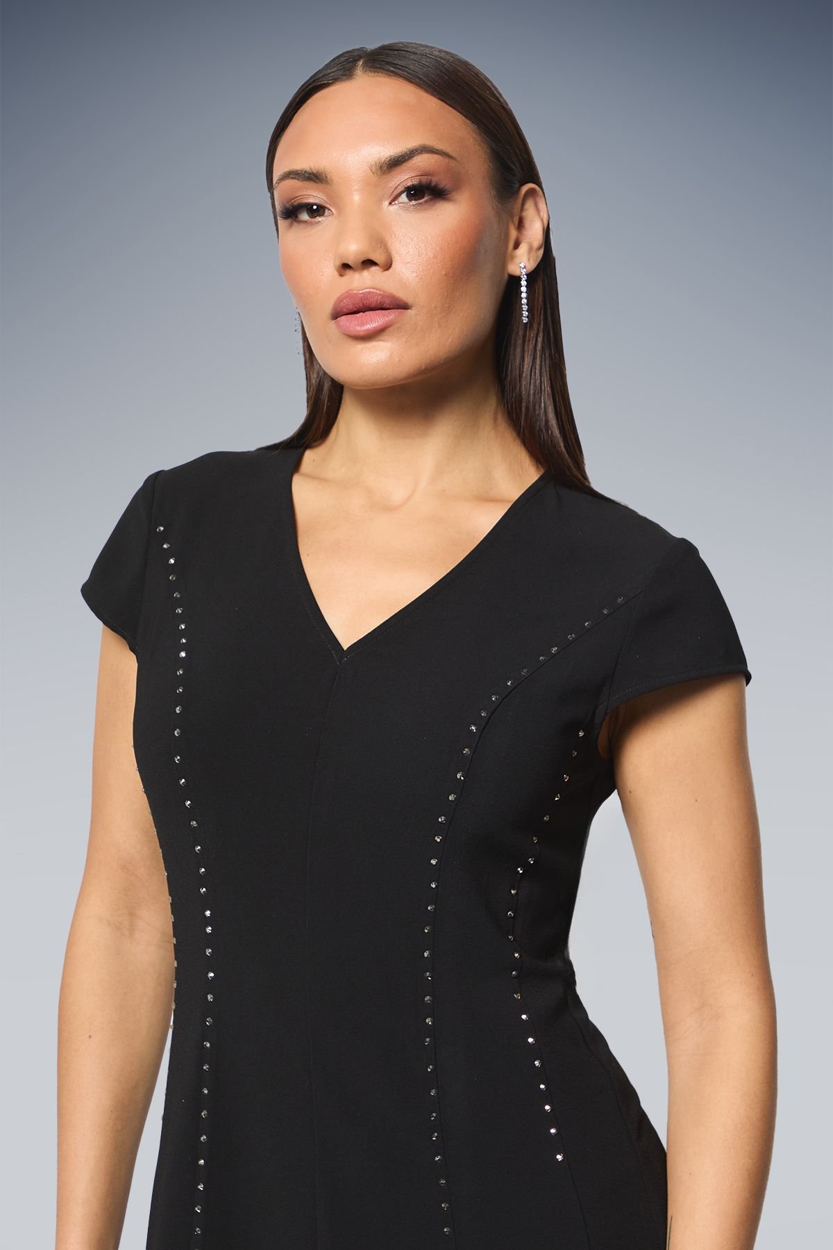 Principles Principles Women's Studded Fit & Flare Crepe Midi Dress in Black - 4