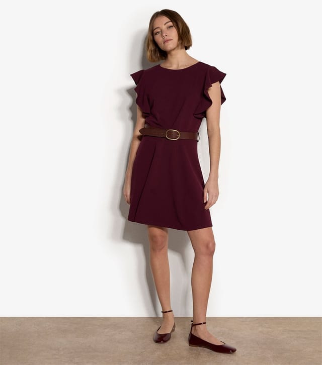 Apricot Women's Dark Burgundy Ruffle Sleeve Mini Dress Apricot New Look - 2