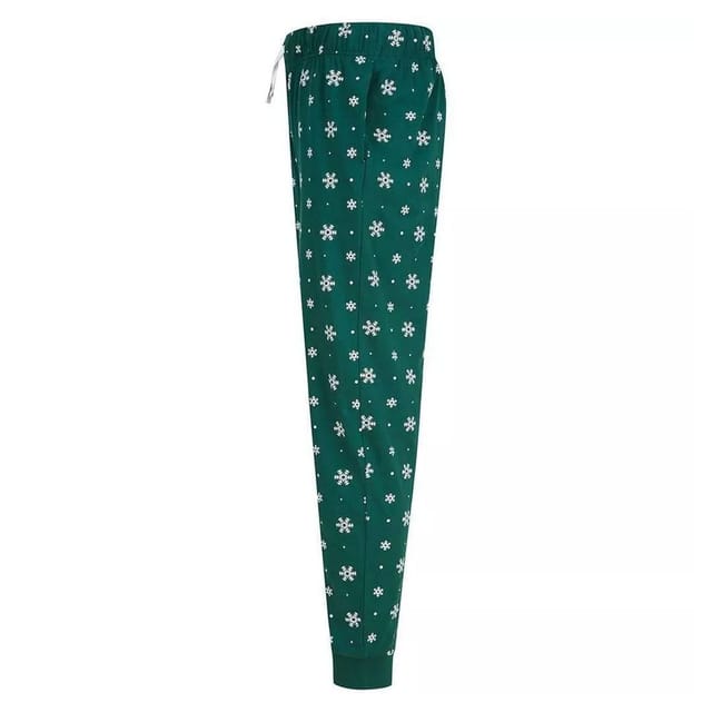 SF Men SF Men Men's Snowflake Cuffed Lounge Pants in Bottle Green - 2
