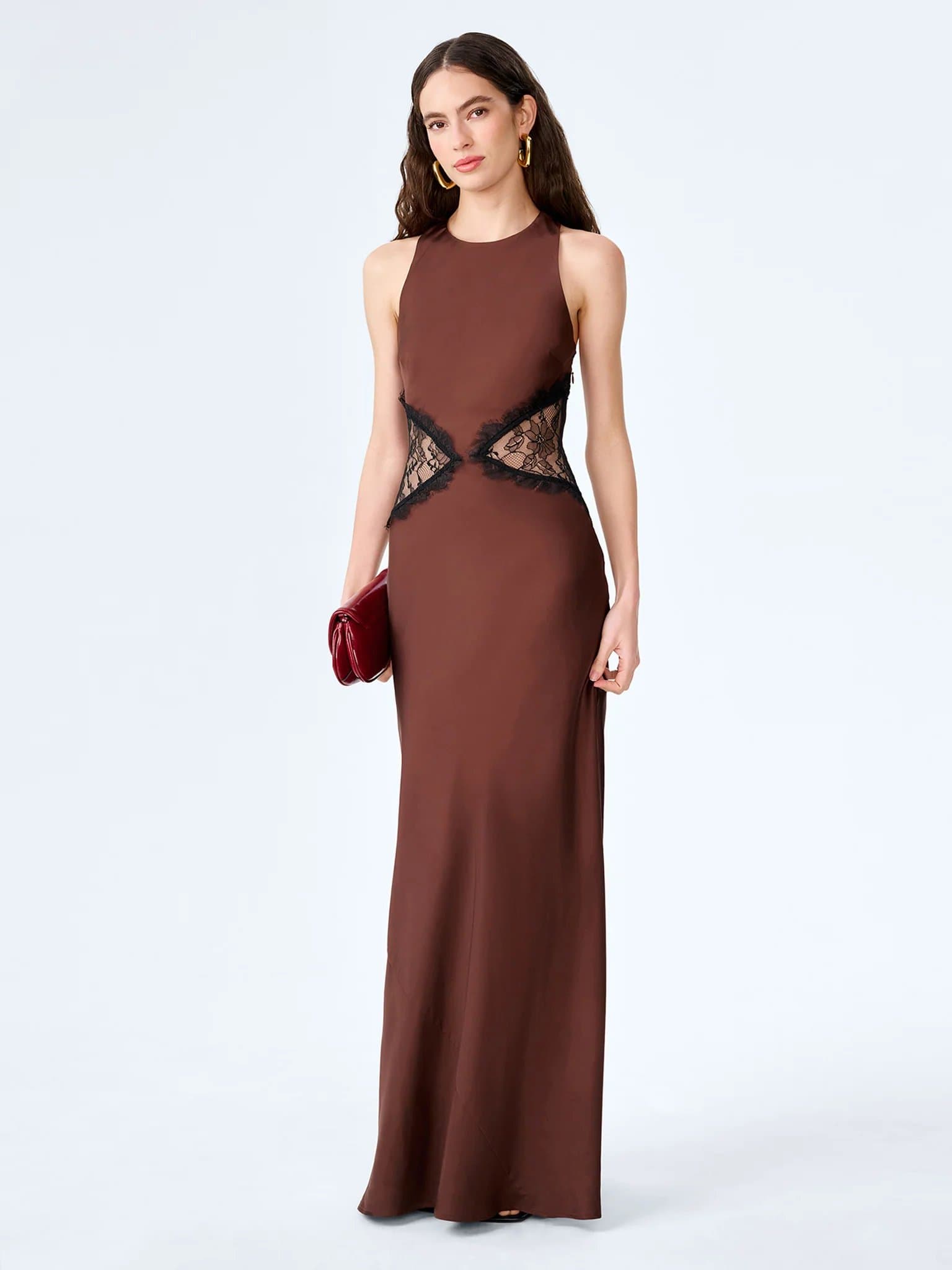 OMNES OMNES Chocolate Andrea Dress with Lace Detail