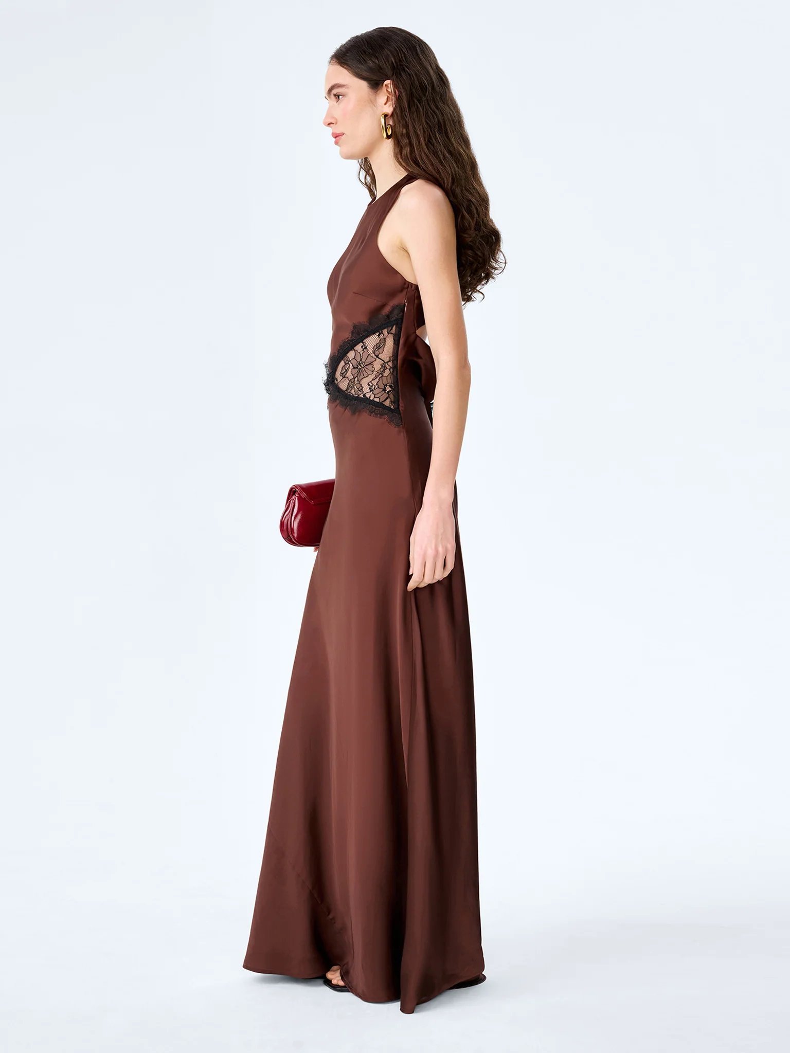OMNES Andrea Dress in Chocolate / Black Lace - 2