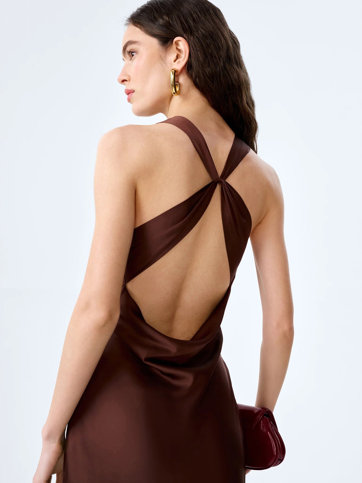 OMNES Andrea Dress in Chocolate / Black Lace - 4