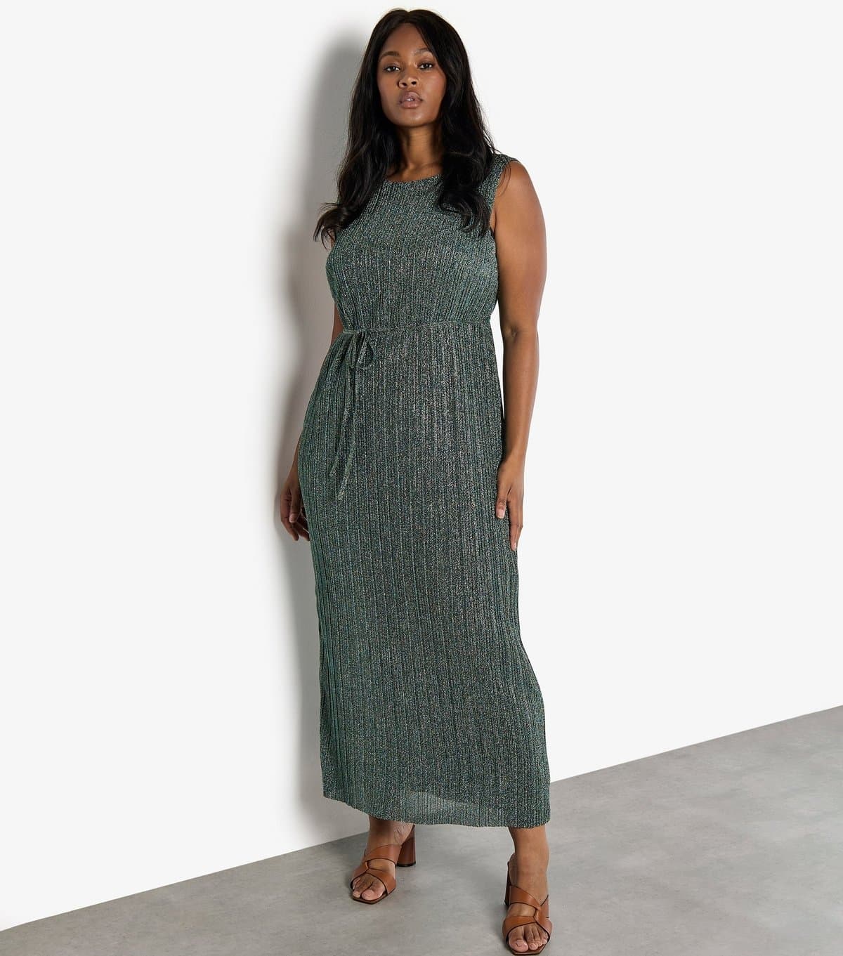 Apricot Women's Plus Size Pale Blue Plissé Dress Curves Apricot New Look