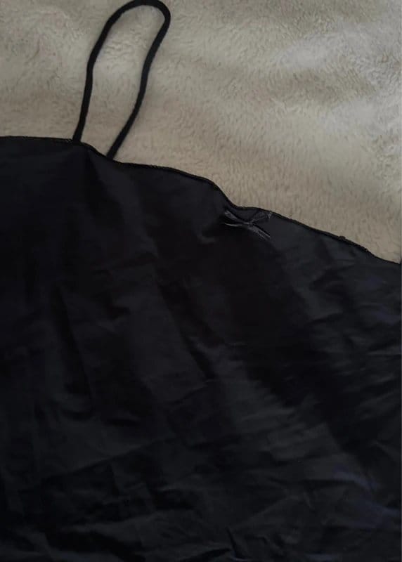 Bershka Black Satin Strappy Cami Top