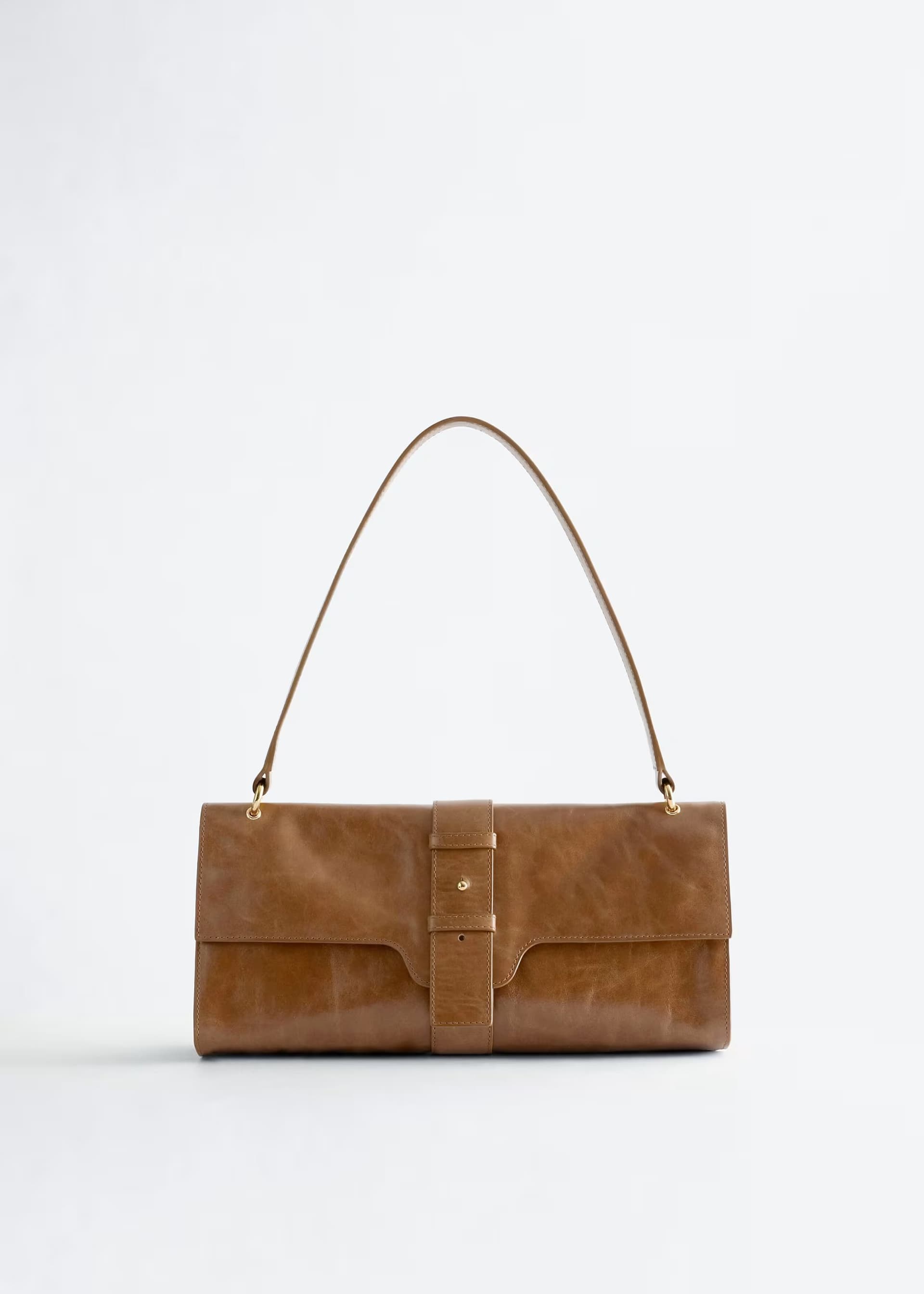 ASOS Asos Brown Suede Leather Shoulder Flap Bag With Gold Hardware