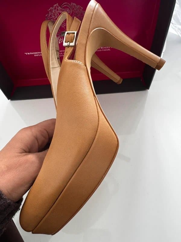 Vince Camuto Vince Camino Real Leather Tan Sling Back Shoes (5)