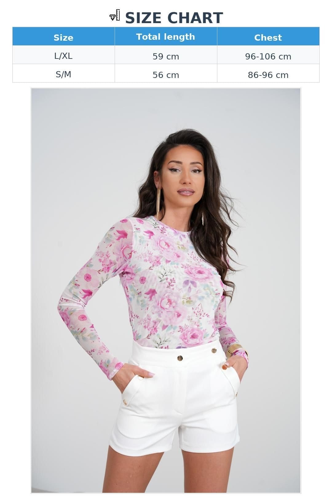 Love Lace Love Lace Women's Colorful Printed Tulle Long Sleeve Blouse Style 211210 - 4