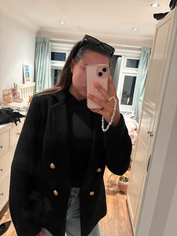 New Look Black twee jacket gold buttons