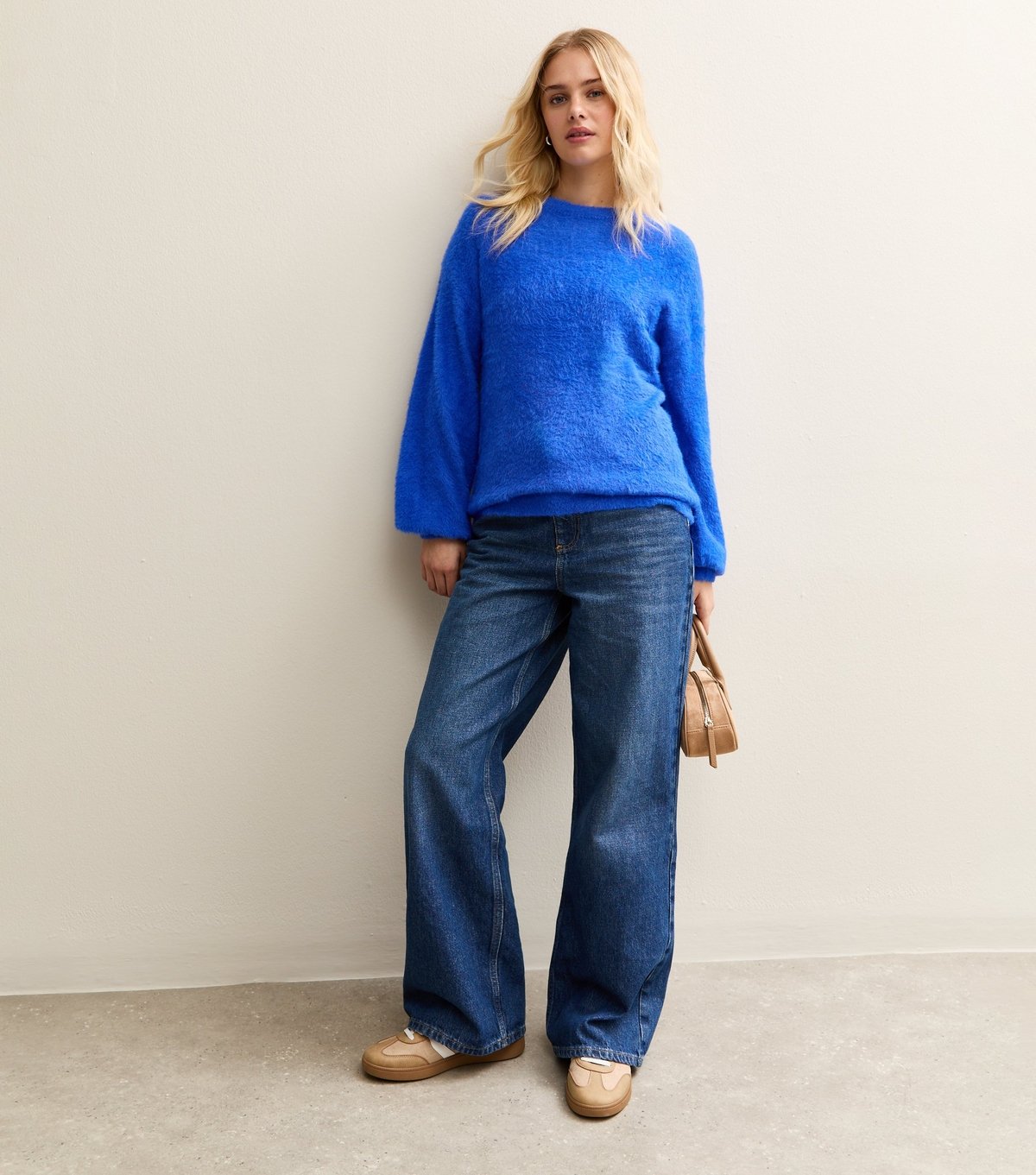 Sunshine Soul Women's Bright Blue Fluffy Crew Neck Jumper Sunshine Soul New Look - 3