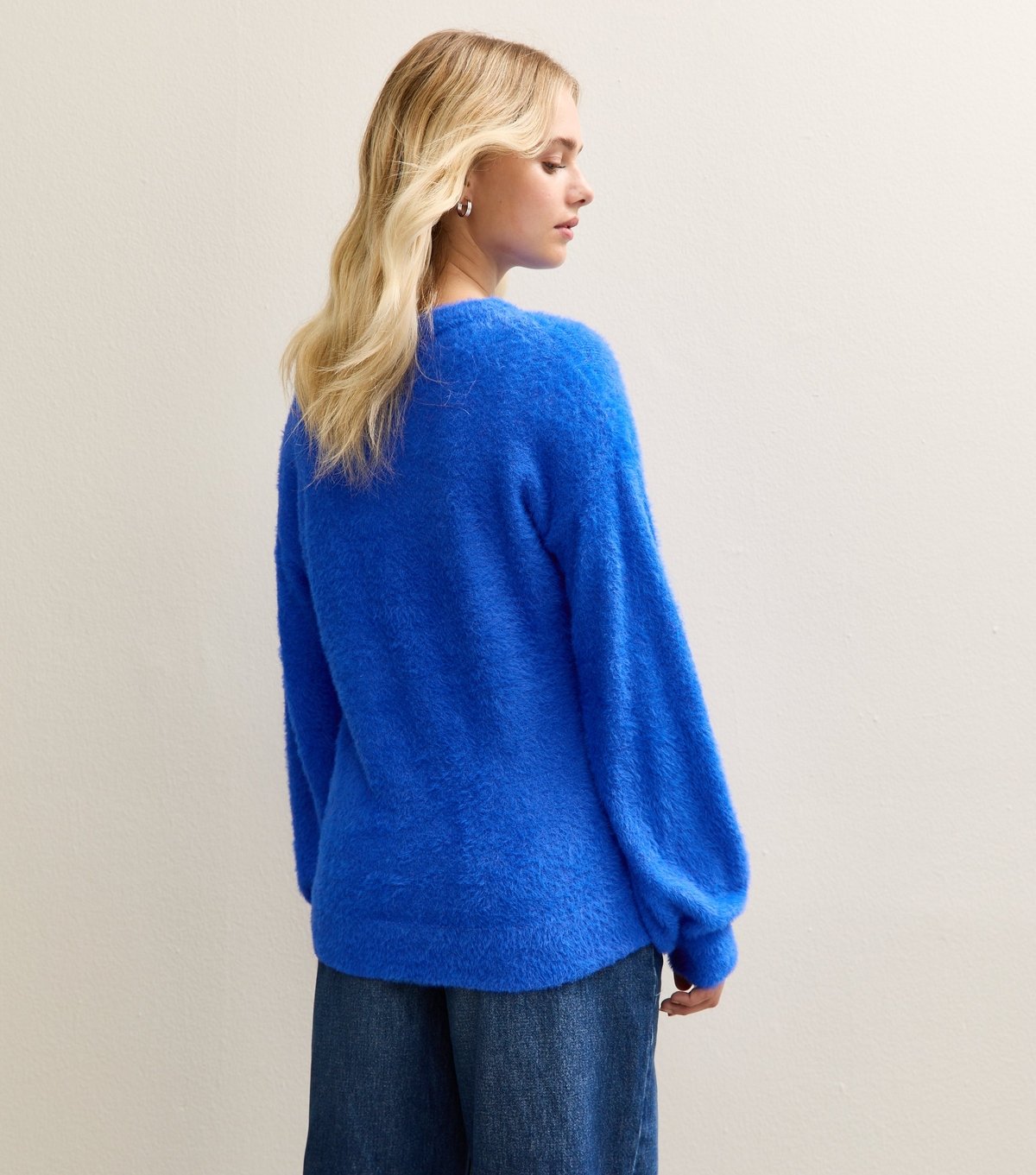 Sunshine Soul Women's Bright Blue Fluffy Crew Neck Jumper Sunshine Soul New Look - 4