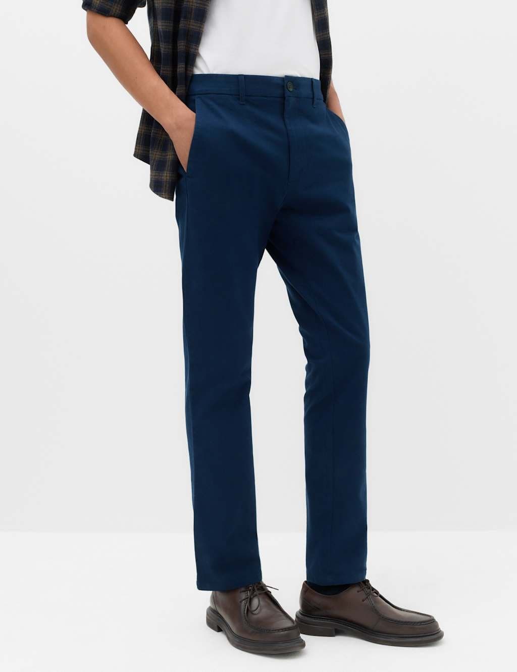 Marks & Spencer M&S Slim Fit Cotton Rich Stretch Chinos Dark Marine