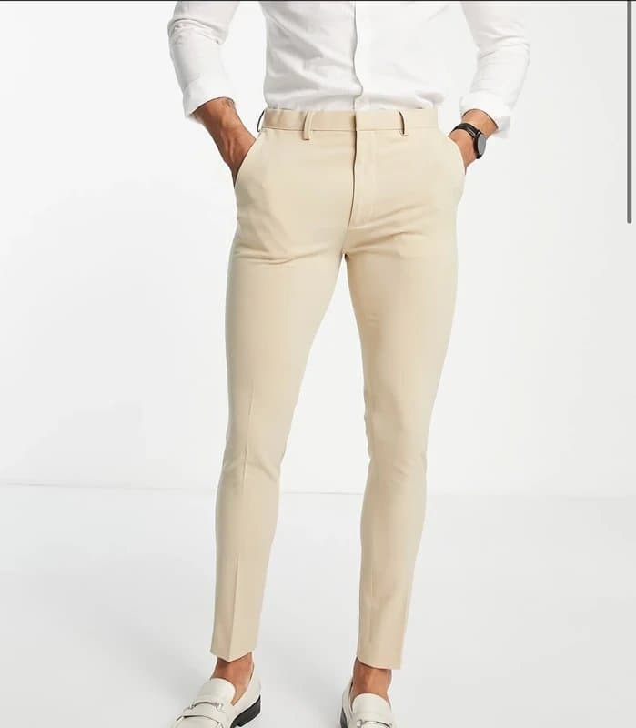 ASOS Design Super skinny trousers in stone